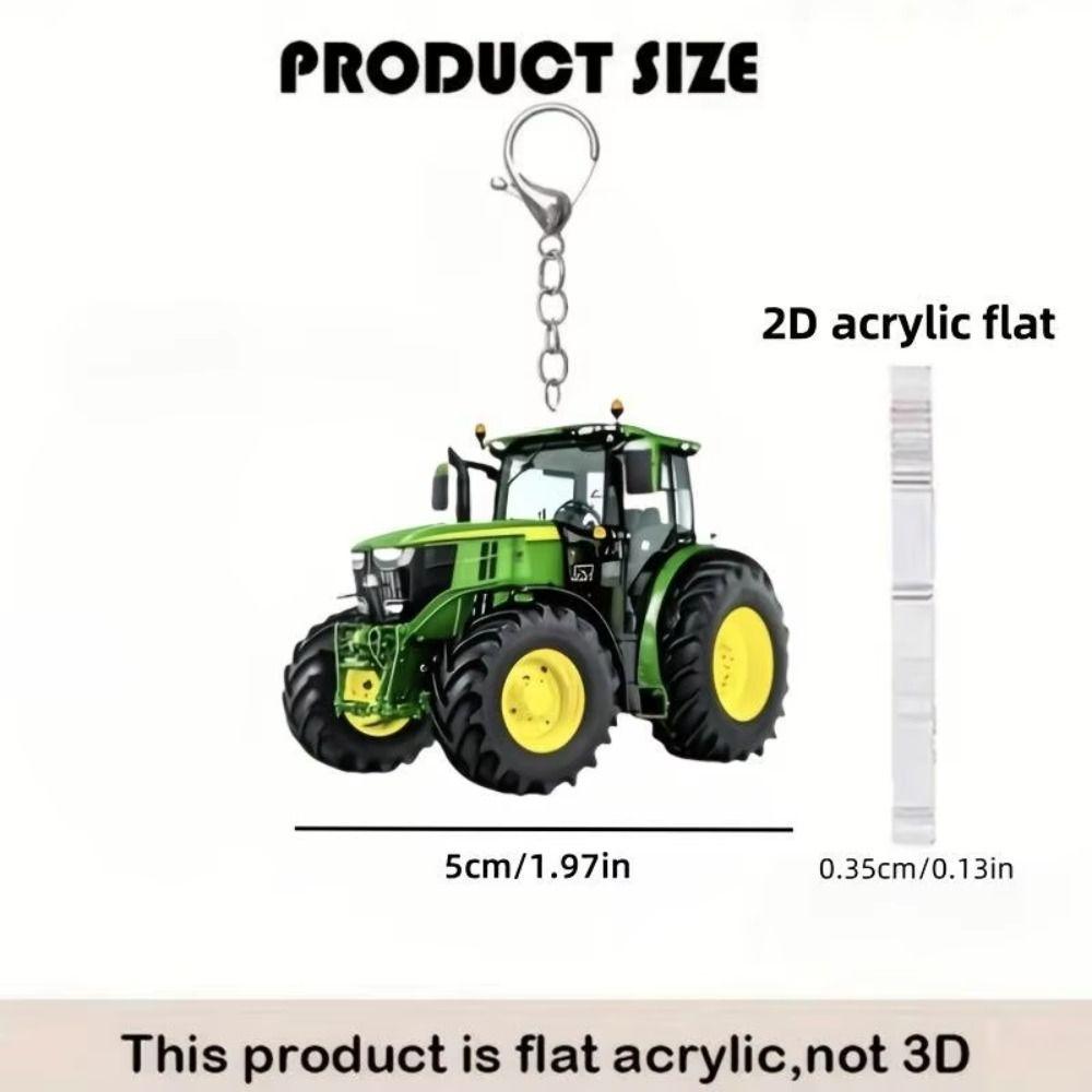 Acrylic Tractor Keychain 2D Flat Car Key Ring Fun Bag Charm  For Kids Adults Souvenir Keepsake