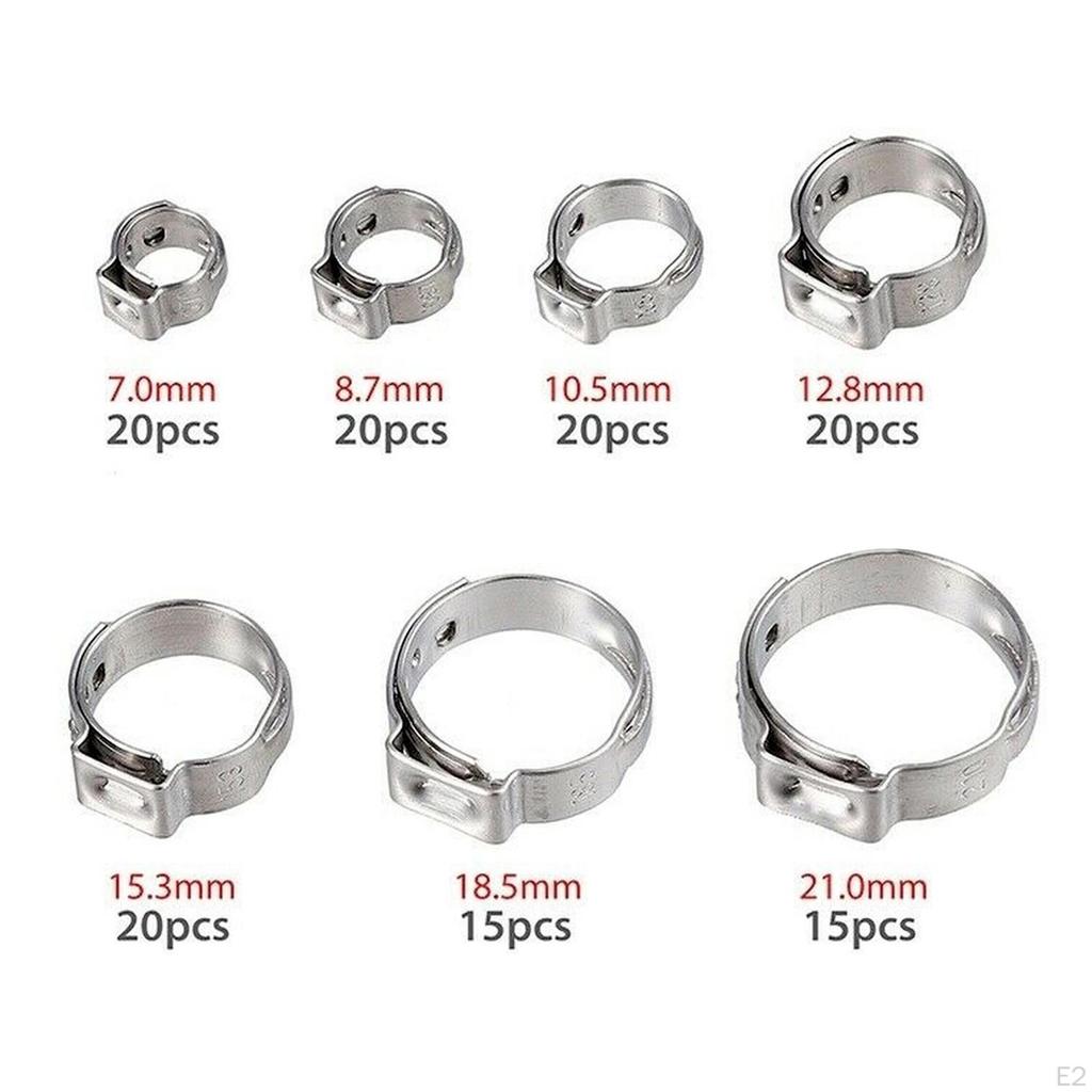 130Pcs Einzigen Ohr Schlauch Klemme Durable 7mm-21mm Sanitär Edelstahl Praktische für