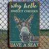 Vintage Tin Sign with Donkey, Funny Decor for Home, Bar, Garage, Waterproof, 20x30 Cm