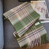 100% Wool Knitted Scarf Unisex Winter Warm Accessory Classic Plaid Long Neck Wrap Men Women