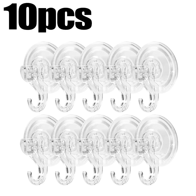 

10pcs Suction Cup Hook Transparent Reusable Heavy Duty Vacuum Suction Cup Kitchen Bathroom Window Glass Wall Hooks for Towel