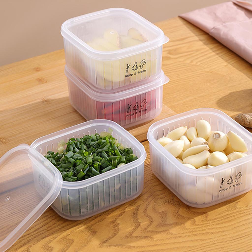 Food Storage Box Double Layer Multipurpose Chopped Green Onion Ginger Garlic Transparent Container