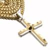 Hochglanzpolierte Edelstahl-Kreuz-Halsketten, Kruzifix-Anhänger und Halskette für Frauen und Männer, Vintage-Edelstahl, 6 mm Miami-Kette