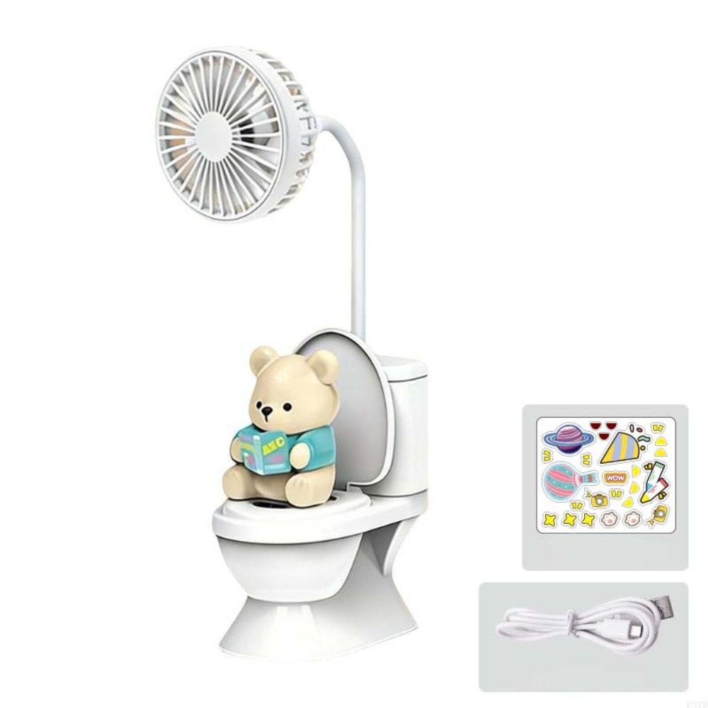 

with Quiet Motor USB Rechargeable Desk Fan Adjustable Cooling Fan for 5V14500mAh Sticker Style 1 Green