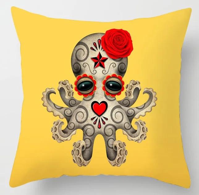 Yellow Pattern Pillowcase Office Living Room Home Pillowcase Car Ornaments