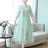 Summer Women Cheongsam Improved Dress Retro Elegant Embroidery Long Dresses Floral Party Dress Chinese Female Clothing