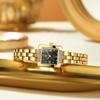 OLEVS Elegante Damen-Quarzuhr Goldenes Quadratisches Gehäuse Strassstein Diamantbesetztes Metallarmband Wasserdichte Armbanduhr Geburtstagsgeschenk