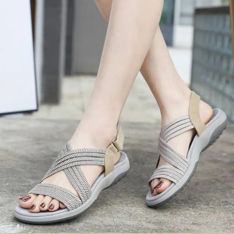 New 2025 Casual Versatile Sports Sandals Rubber Velcro Large Size Women's Shoes Comfortable And Breathable Mother's Shoes