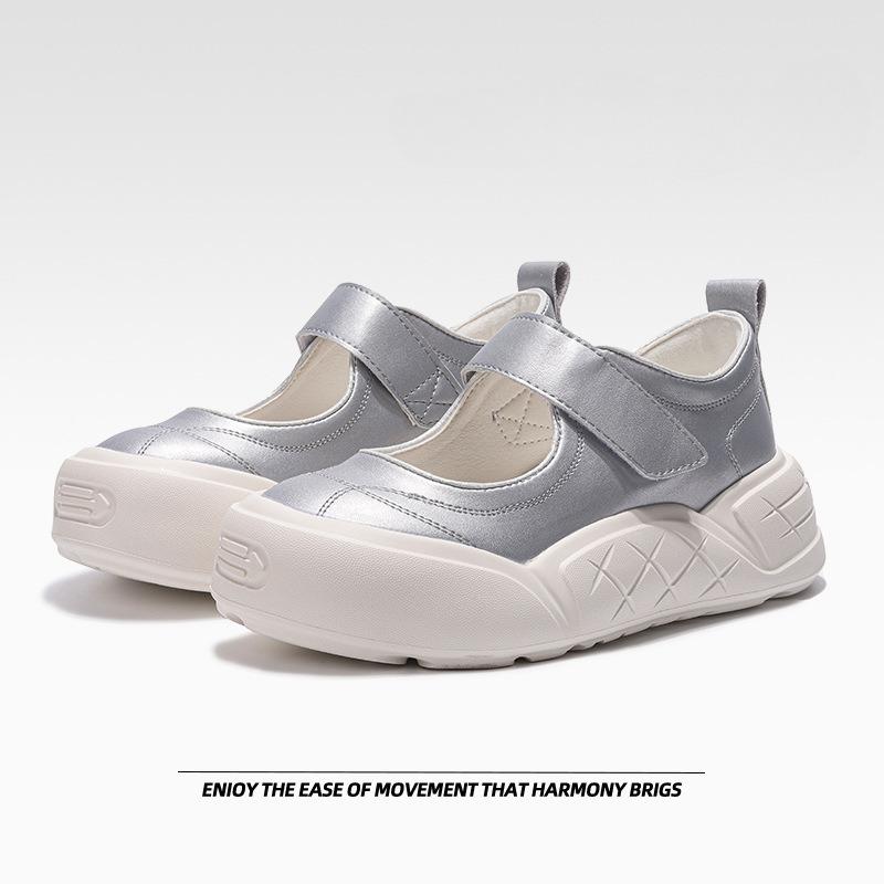 

Туфли Мэри Джейн на толстой подошве с французским закрытым носком Сандалии 40 серебряный