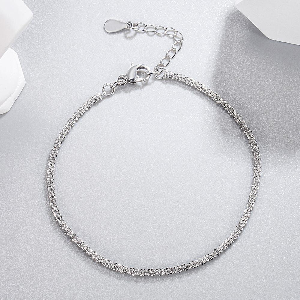925 Sterling Silver Fashion Floral Bracelet Gift Jewelry 20CM