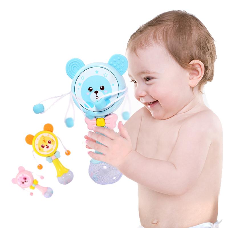 Non-Toxic Baby Rattles Teether Rattle Toy Musical Flashing Hand Bells Rabbit Hand Bells Newborn Infant Early Educational Toys Gifts 0-12M