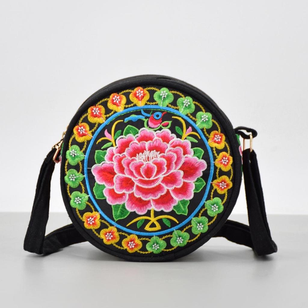 Kwiaty Haft Płócienna Torba Crossbody dla Kobiet Torba Listonoszka Etui na Telefon Komórkowy Portfel Damskie Małe Torby Na Ramię Listonoszka Crossbody