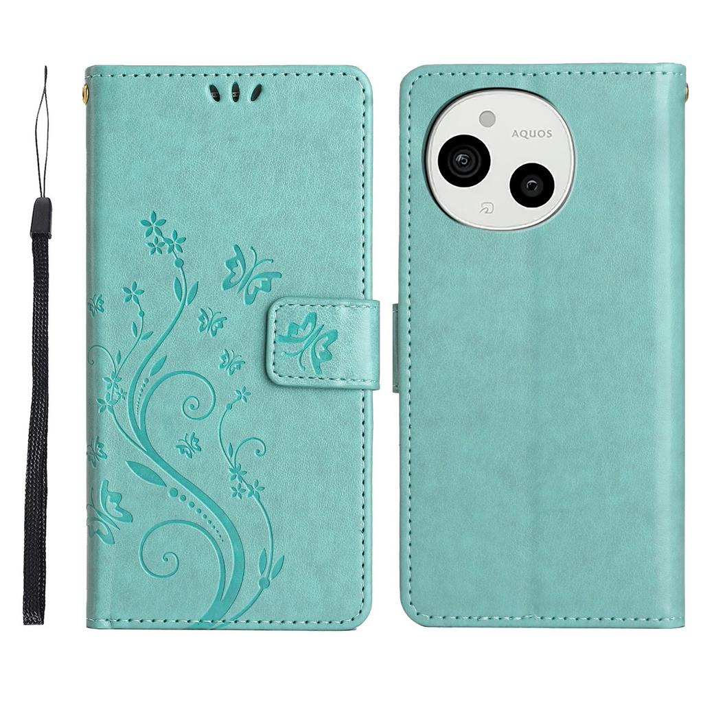 For Sharp Aquos Sense 9 Case PU Leather Phone Wallet Cover with Strap