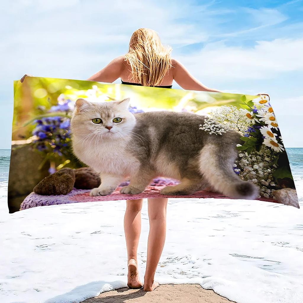 Beach Towel for Women, Girls, Kids, Men, Cat Bath  Sand Free Pool  Absorbent Soft Plush     Lovers
