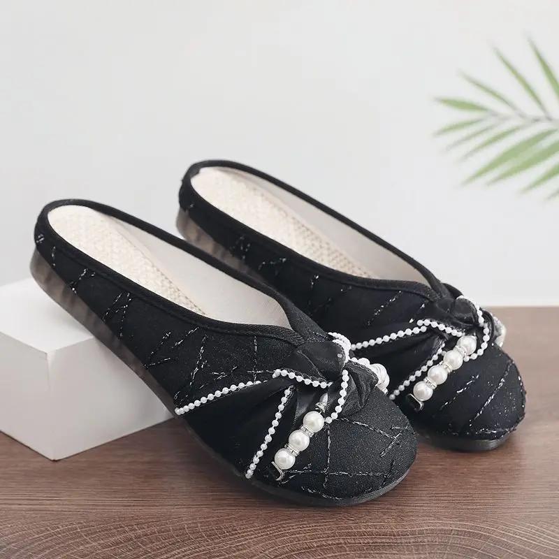 Fashion Linen Slides Flat Casual Shoes Low Price Top Designs Summer Footwear New Fashion Vip Unique Women's Slippers and Ladies Sandals