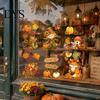 Fall Decorations for Windows 6 Sheets Autumn Harvest Window Stickers, Thanksgiving Cartoon Static Cling with Art Pumpkins Maple Leaves Scarecrows Home