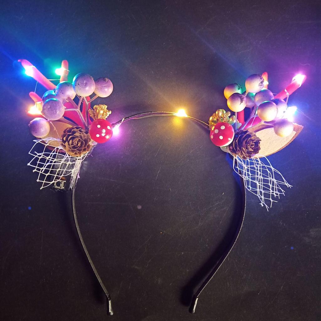 Glowing Reindeer Berry Antler Headband for Christmas & Halloween Parties