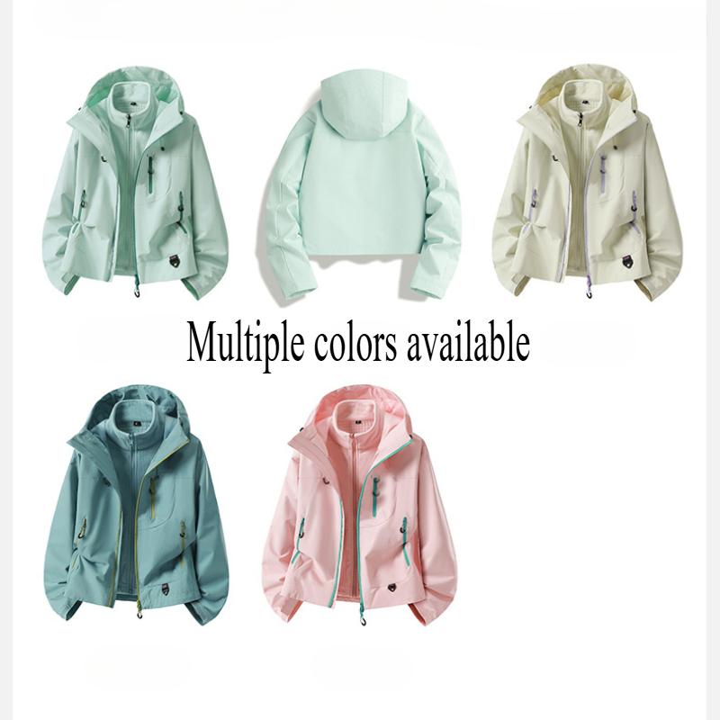 Autumn  Women's 3 In 1 Thick Hiking Jacket Fleece Waterproof Winter Windbreaker Outdoor Warm Camping Jacket Women Windproof Short Coat