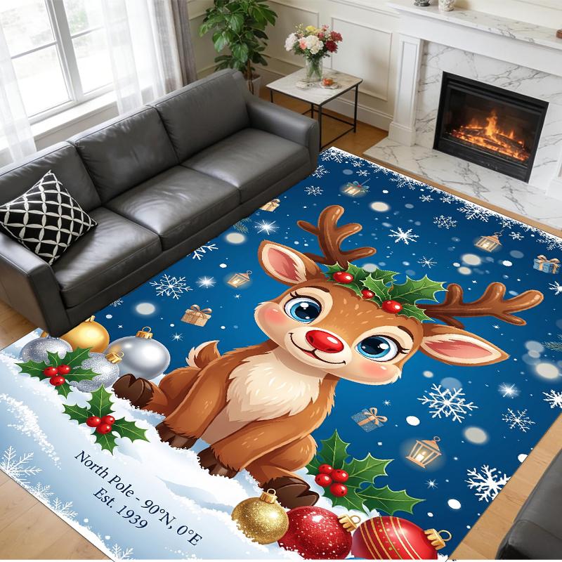 Christmas Printed Square Area Rug Soft Non Slip Floor Carpet For Bedroom Holiday Gift