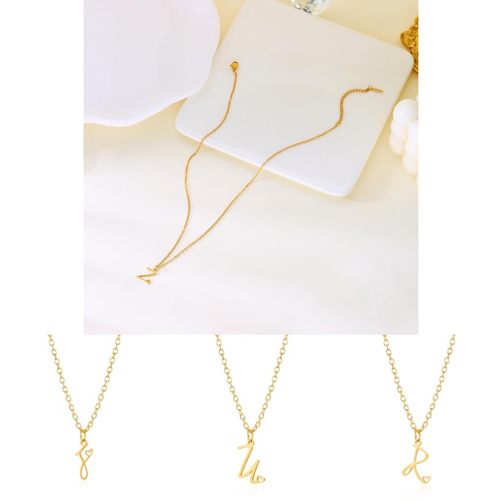 Gold Heart Alphabet Jewelry Necklace With O Chain For Female Fashion Accessory