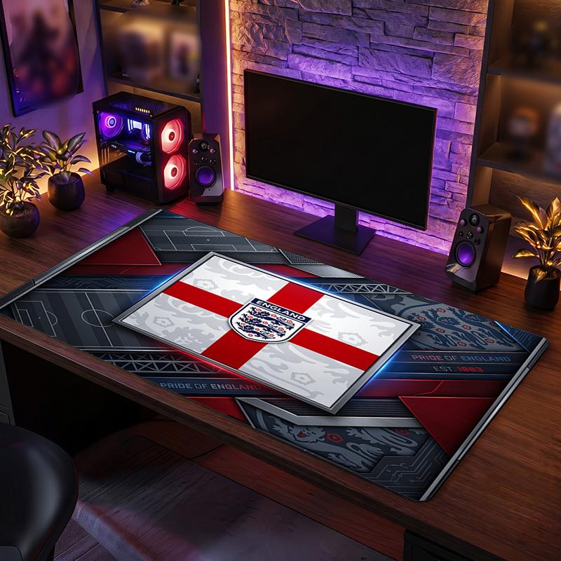 Alfombrilla de ratón con escudo de la selección de fútbol de Inglaterra, Alfombrilla de escritorio extendida de goma antideslizante para juegos, oficina, portátil, regalo para fan