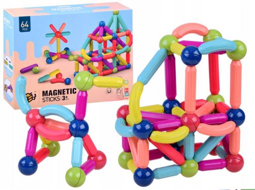 Magnetic construction educational blocks for children fun set of 64 pieces