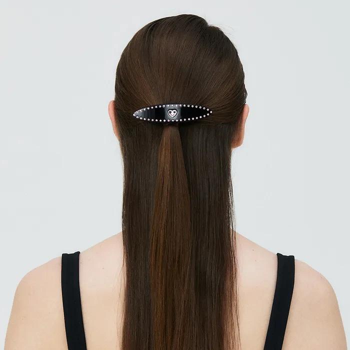 Heart Oval Hair Barrettes(Black)
