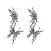 Silver needle with diamonds pleated butterfly earrings niche exaggerated design stud earrings integrated fashion personalized earrings women