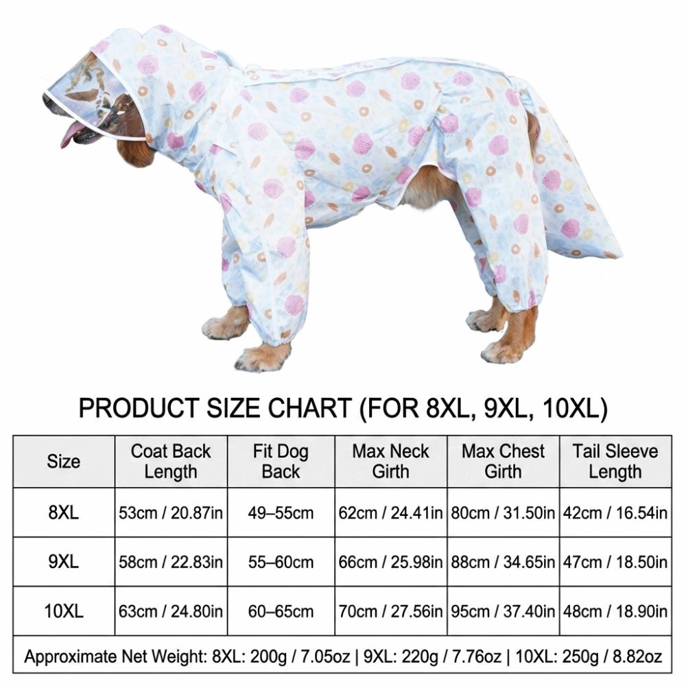 Full Wrap Cut Dog Four Leg Rain Coat Full Coverage Pet Rain Jacket Outdoor Walking