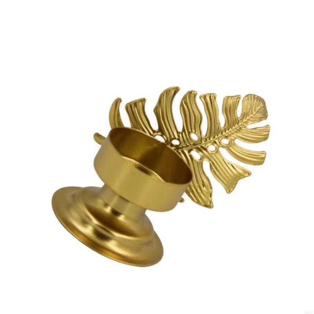 Durable Iron Candle Holder Unique Golden Aromatherapy Rack Luxury Leaf Candlestick Stand Table