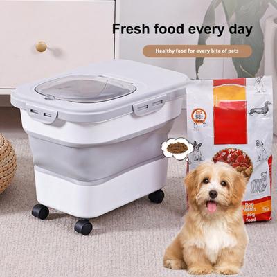 Faltbare Katze Hund Lebensmittel Lagerung Container mit Deckel Räder Design Große Kapazität Trockenen Hund Katze