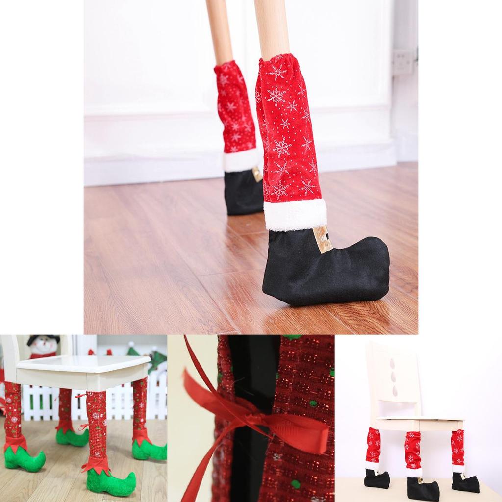 Favor Christmas 1pc Chair Leg Foot Cover Santa Claus Table Decal Decor Xmas