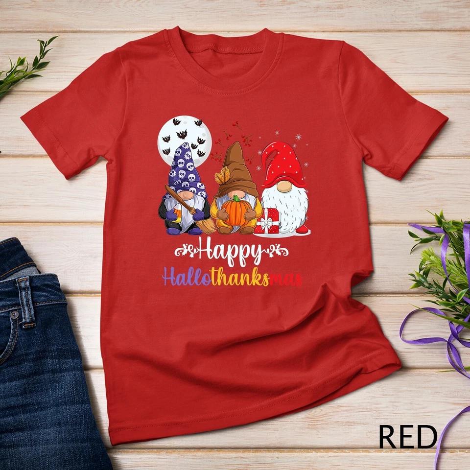 Happy HalloThanksMas Gnomes Unisex T-shirt 6 L