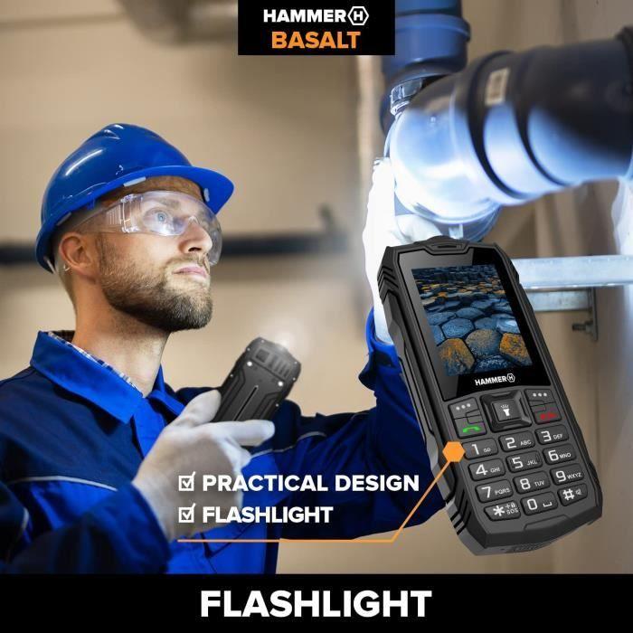Nerozbitný mobilní telefon Hammer Basalt odblokovaný - Dual SIM - Černý - 2,4" - Baterie 1200 mAh