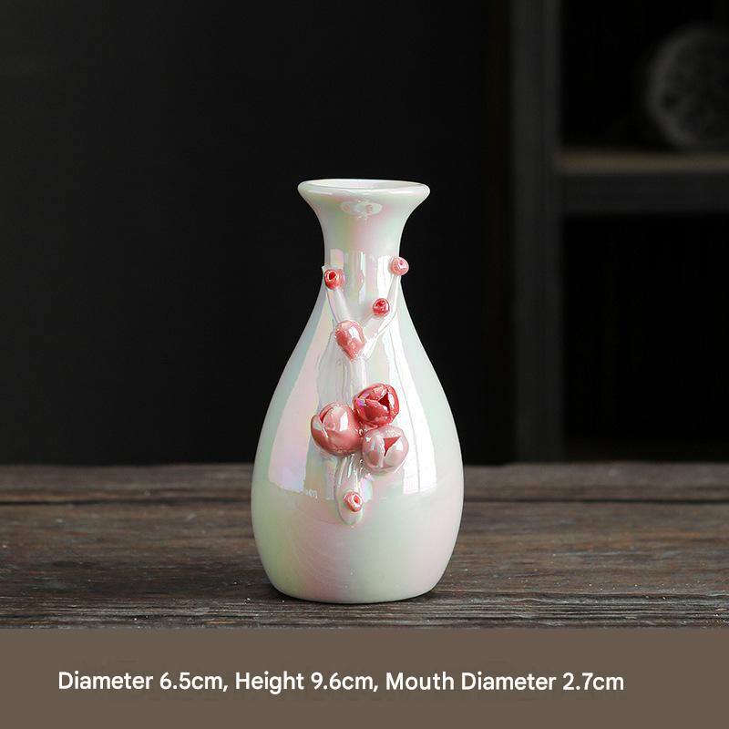 Hand-sculpted flower ceramic vase, ceramic hand-sculpted flower vase, desktop dried flower arrangement decoration