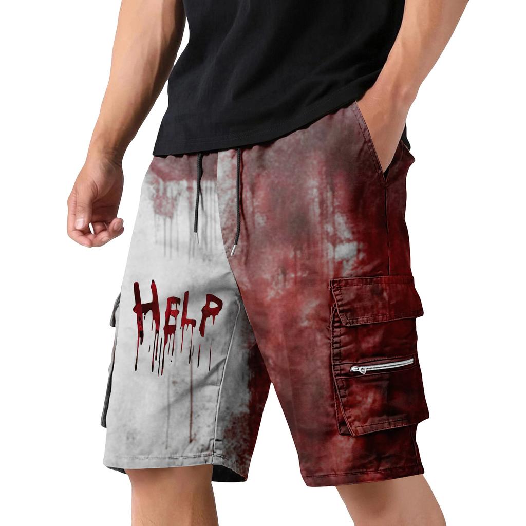 Men's Multi Pocket Drawstring Cargo Shorts Casual Outdoor Workwear Shorts with Zipper Pockets and Elastic Waistband for Everyday Use