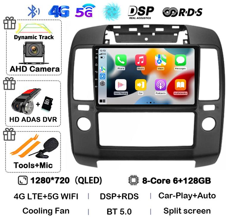 Android 14 Carplay Auto Car Radio For Nissan Navara 3 D40 2004 2005 2006 2007 2008-2010 Multimedia Player GPS 4G WIFI 360 Camera