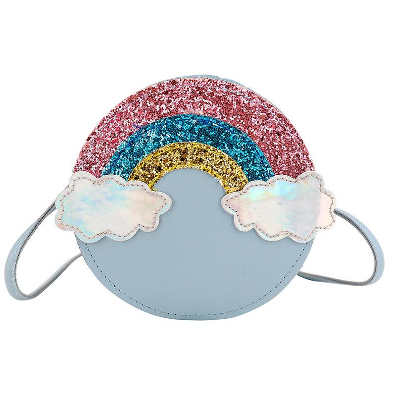 

Lovely Baby Girls Rainbow Coin Purse Fashion Children Round Crossbody Bags Cute Princess Small Handbag Accessories Shoulder Bag синий