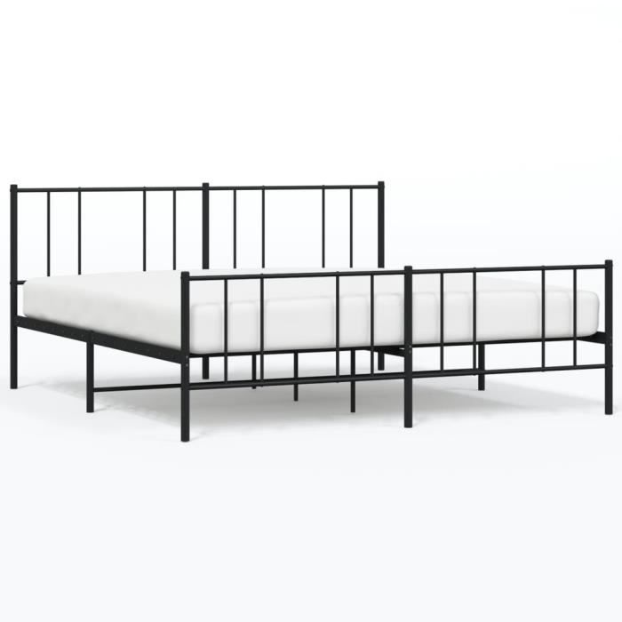 VidaXL Metal Bed Frame with Headboard-Footboard Black 180x200 Cm 352502