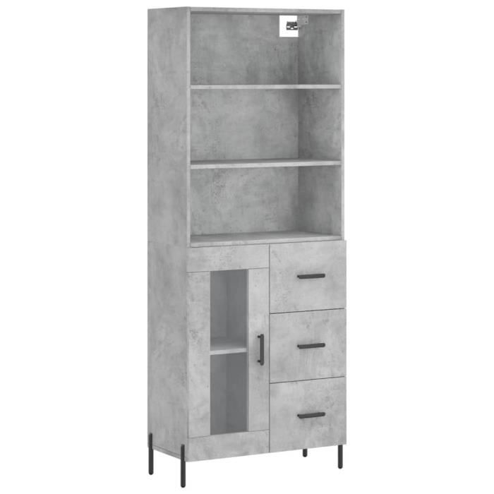 VidaXL Buffet haut Gris béton 69,5x34x180 cm Bois d'ingénierie 3189521