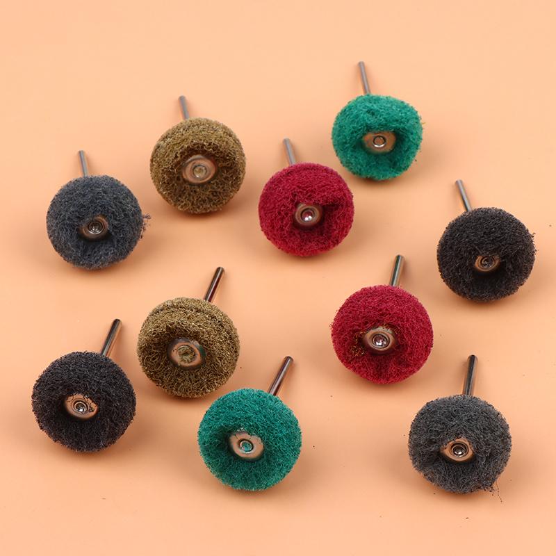 10Pcs Mini Drill Abrasive Brush Fiber Scouring Wheel Pad Cleaning Polishing Sanding Head Electric Grinder Brushes Rotary Tools
