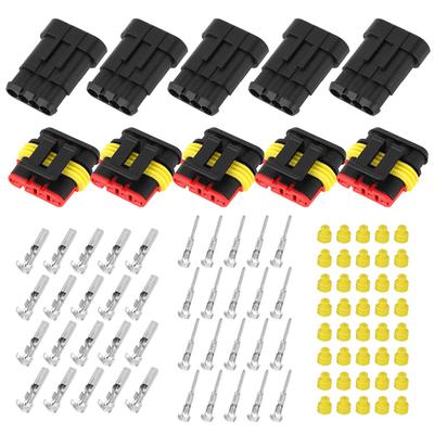 5 Kits Conector Elétrico de Fio Selado à Prova d'Água de 4 Pinos para Carro Automóvel