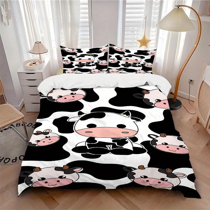 

3pcs Animal-themed Cow Print Soft and Comfortable Breathability, Bedding Set, Machine Washable, Suitable for All Seasons185 135x200cm