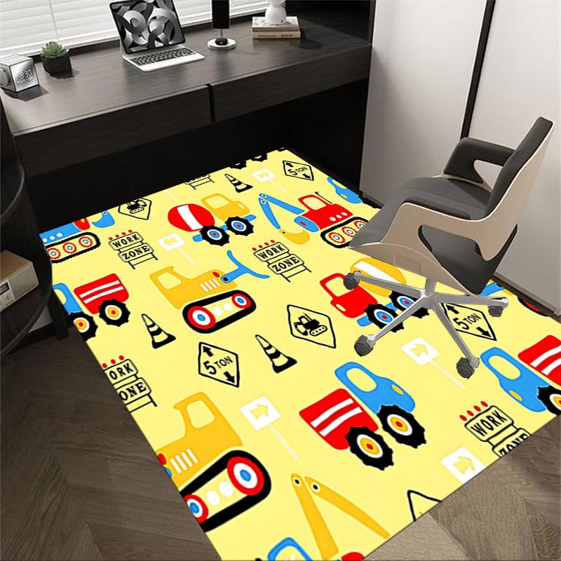 1PC construction vehicles Non-Slip Floor carpet, Office, family, bedroom, Studio - Large Area Rug, Vibrant Colors, Longlasting Material-X417