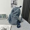 Denim Backpack Large Capacity Student Schoolbag Travel Commuter Backpack
