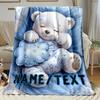 Individuelle Schlafender Bär Decke Personalisierter Name Text Eisbär Fleece Überwurf Kinder Geschenk Weich Warm Ganzjahres Deko
