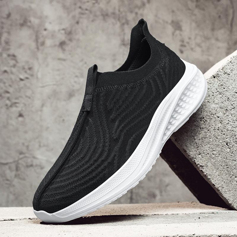 

New Breathable Men Casual Shoes Outdoor Male Walking Shoes Anti-slip Men Sneakers Slip on Flats Vulcanized Shoes Big Size 39-48 48 чорний білий колір