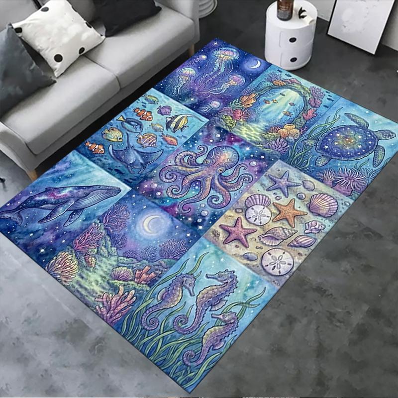 2025 New Dreamy Watercolor Ocean Carpet Rug for Living Room Bedroom Home Sofa Decoration,Kids Play Non-slip Floor Mat04
