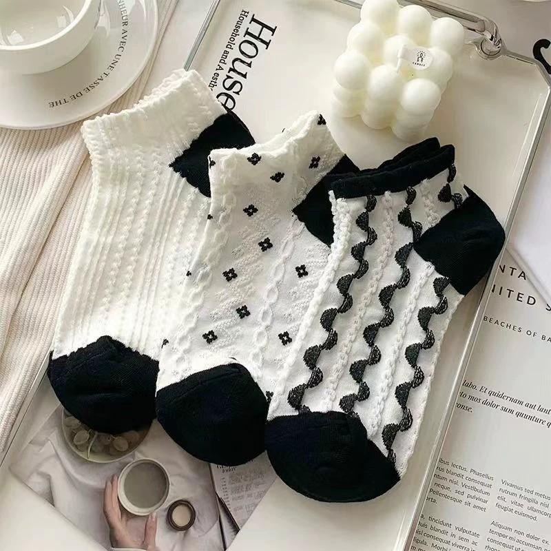 5/10/20 Pairs Women Cartoon Flower Printed Short Socks Cute Sweet Style Soft Comfortable Sweat Absorbing Breathable Casual Socks