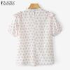 ZANZEA Women Casual Round Neck Short Sleeve Floral Print Summer Blouse